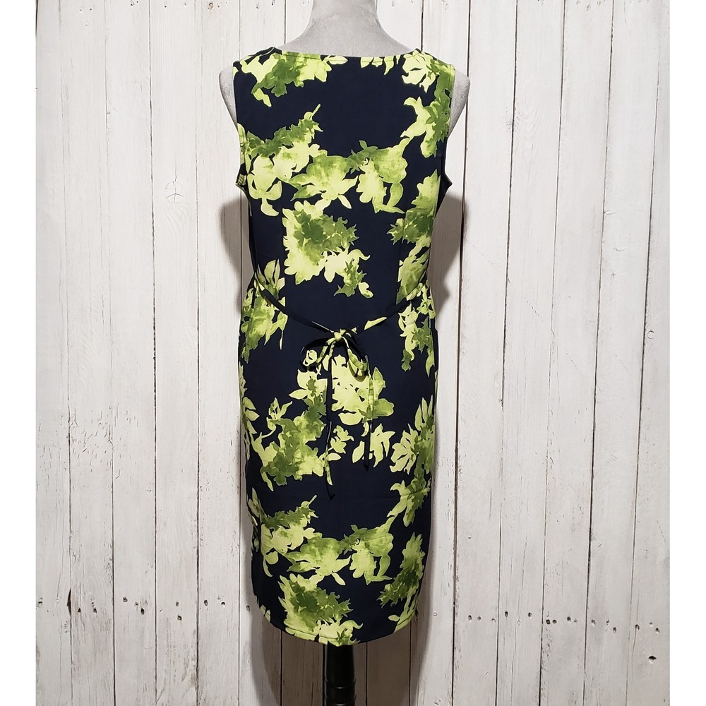 Norton McNaughton Abstract Floral V Neck Dress Navy Green 90s Fairy Goth PM - Picture 5 of 9